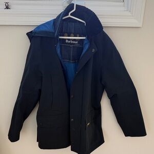 Barbour boys Navy Raincoat with Blue Lining, size large